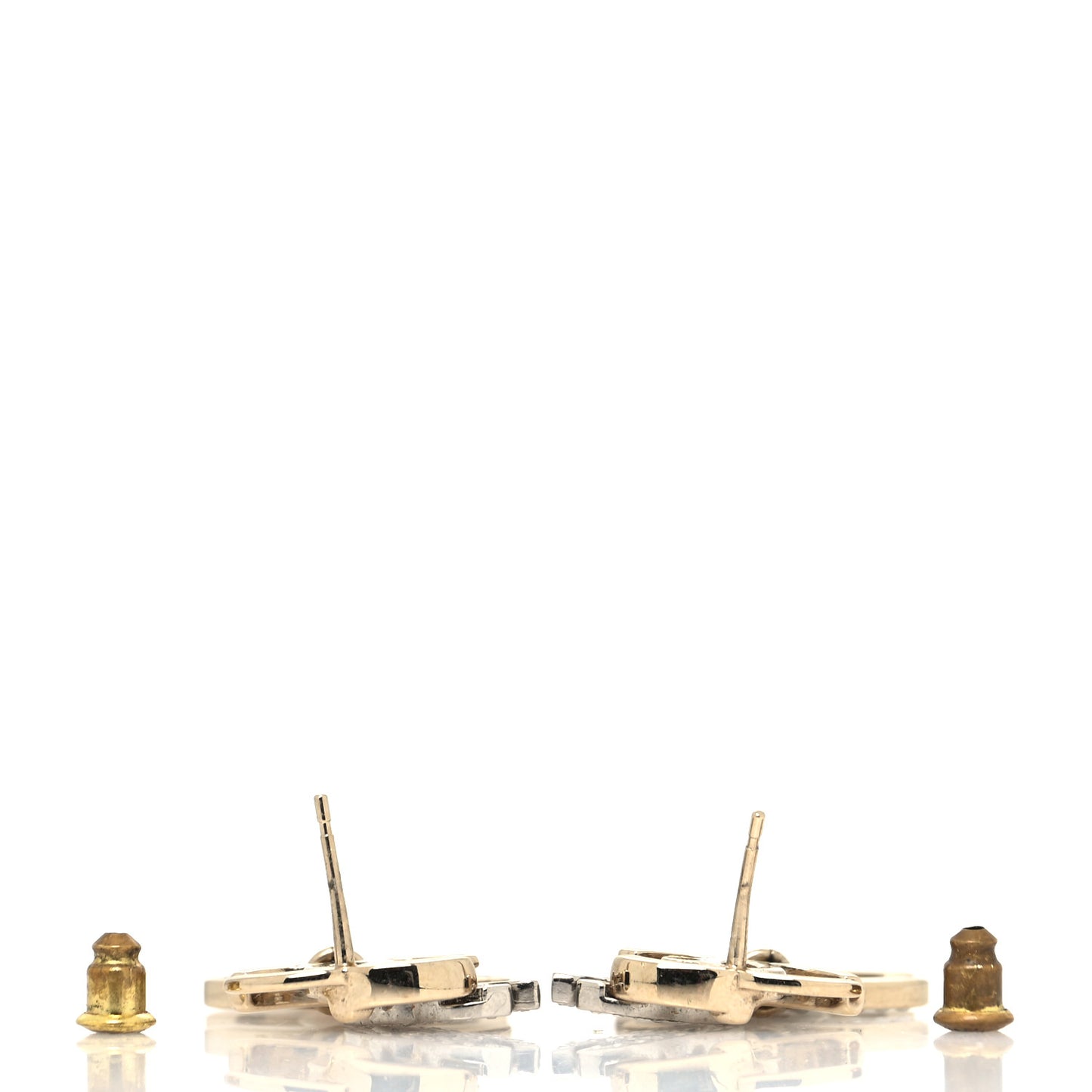 Crystal Pearl Double CC Drop Earrings Gold Silver