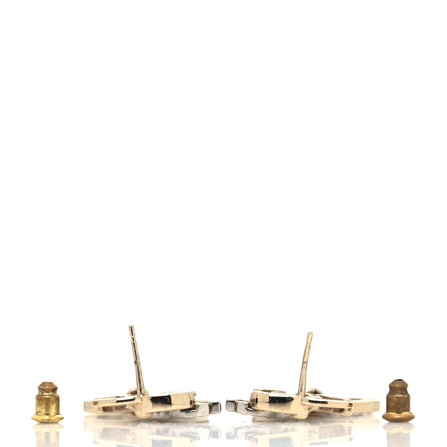 Chanel Crystal Pearl Double CC Drop Earrings Gold Silver 3 of 4