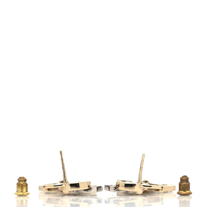 Chanel Crystal Pearl Double CC Drop Earrings Gold Silver 3 of 4