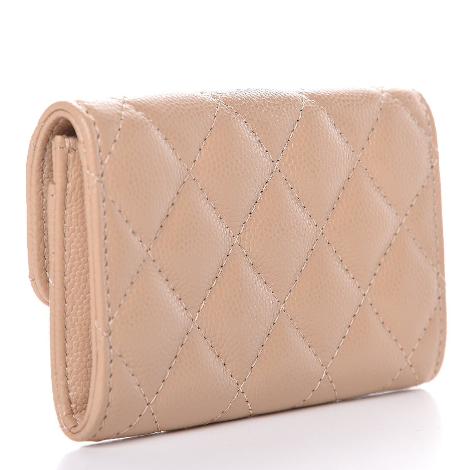 Chanel Caviar Quilted Card Holder Wallet Beige 3 of 9