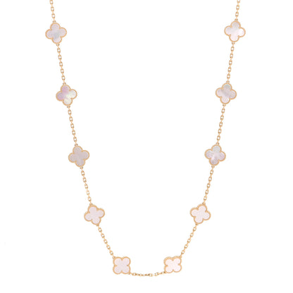 Van Cleef & Arpels 18K Yellow Gold Mother of Pearl 20 Motifs Vintage Alhambra Necklace 1 of 6