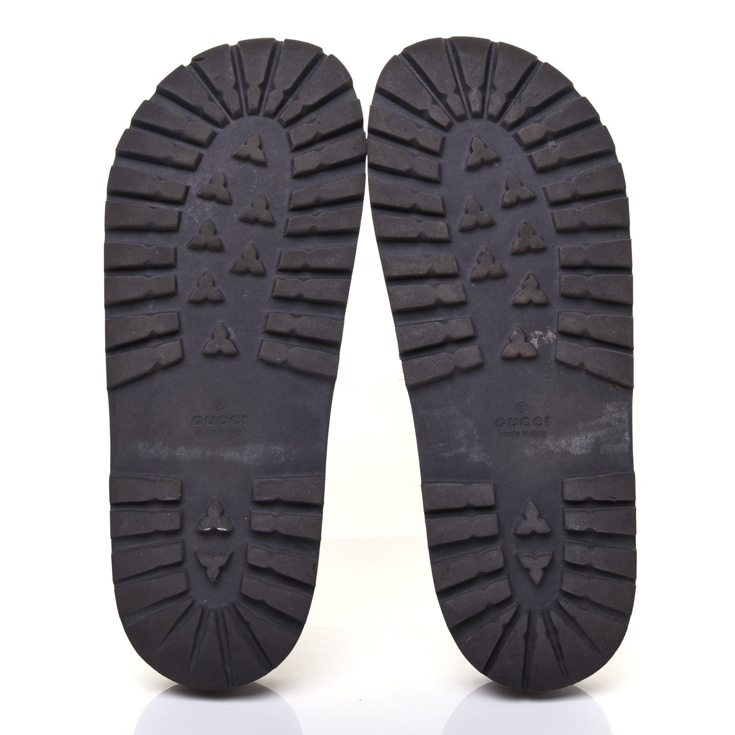 Gucci Rubber Web Mens Lug Sole Slide Sandals 10 Black Green Red 5 of 6