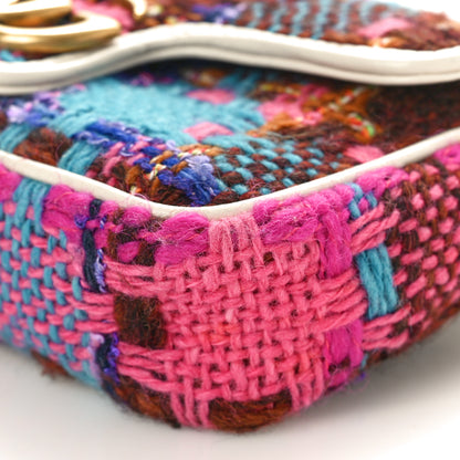 Gucci Tweed Calfskin Spicy Check Super Mini GG Marmont Shoulder Bag Pink Multicolor Mystic White 10 of 11