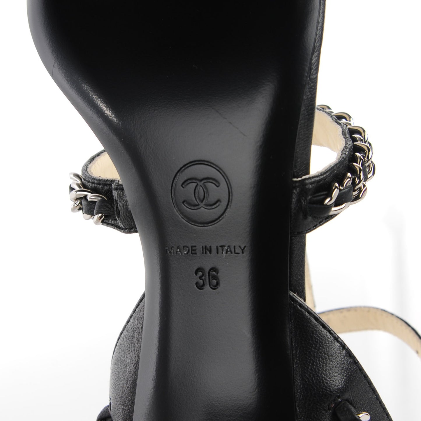 Lambskin Gladiator Chain Sandals 36 Black