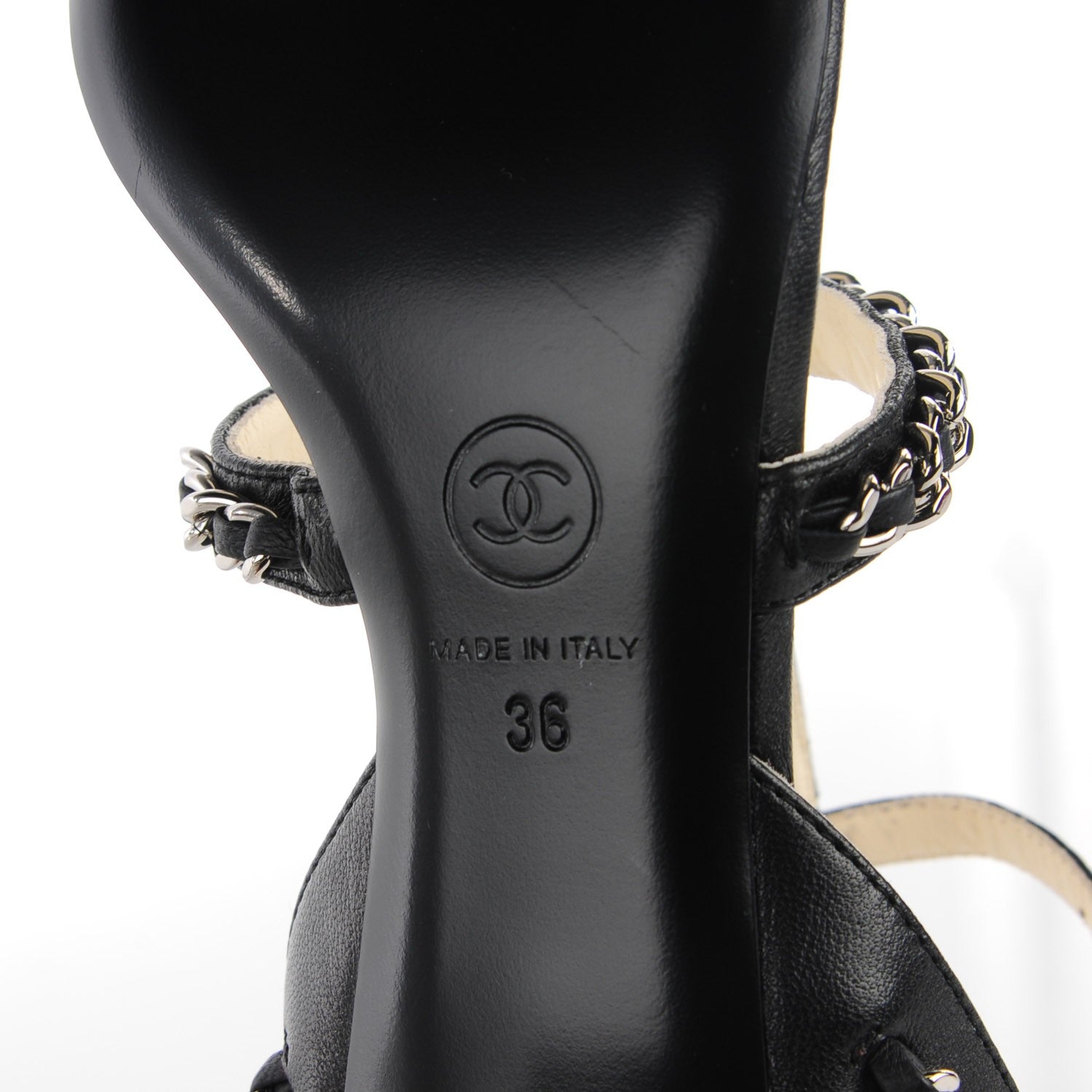 Chanel Lambskin Gladiator Chain Sandals 36 Black 6 of 8