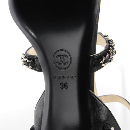 Chanel Lambskin Gladiator Chain Sandals 36 Black 6 of 8