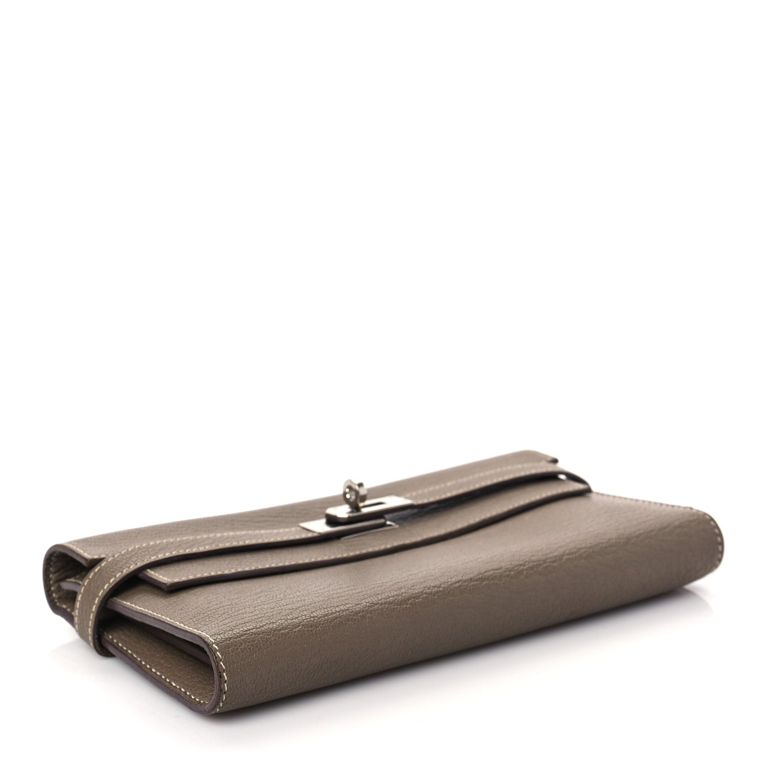 Hermes Chevre Mysore Kelly Longue Wallet Etoupe 4 of 6