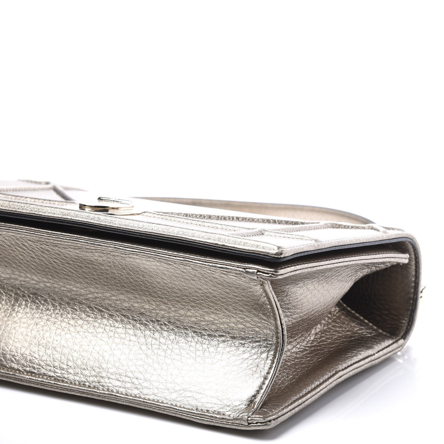 Metallic Grained Calfskin Medium Diorama Flap Bag Pale Gold
