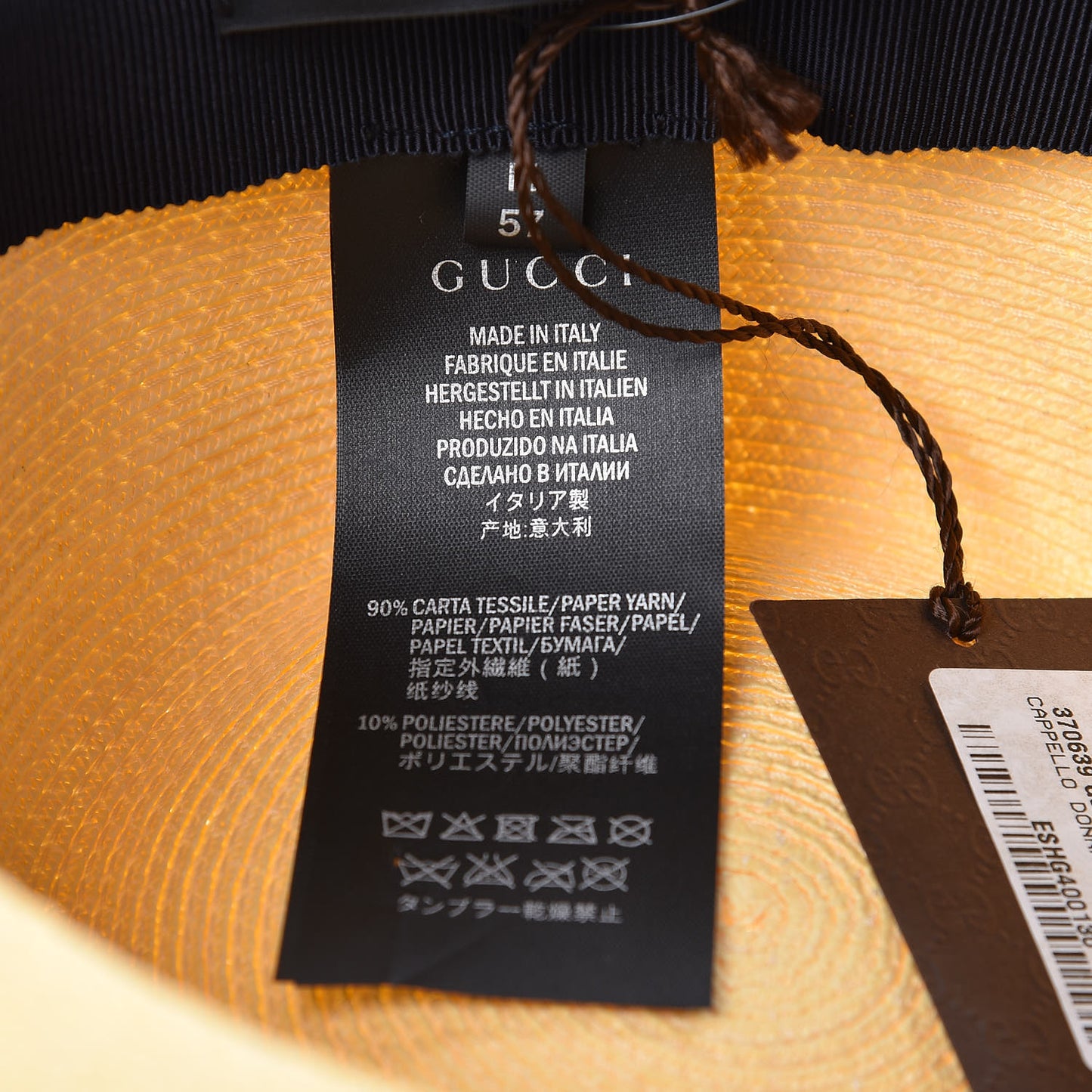 Straw Wide Brim 1973 Hat M Black Natural