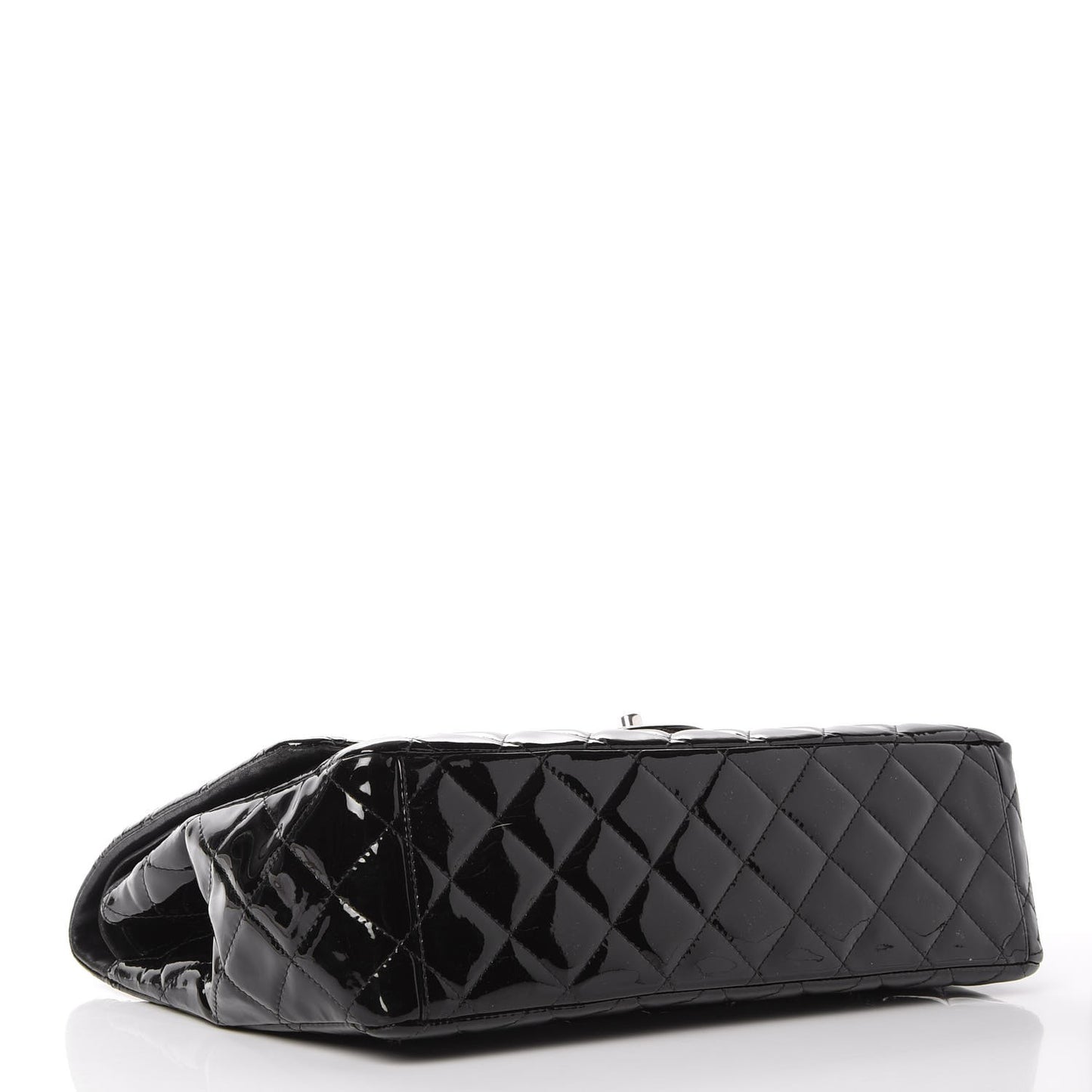 Patent Quilted Maxi Double Flap Black