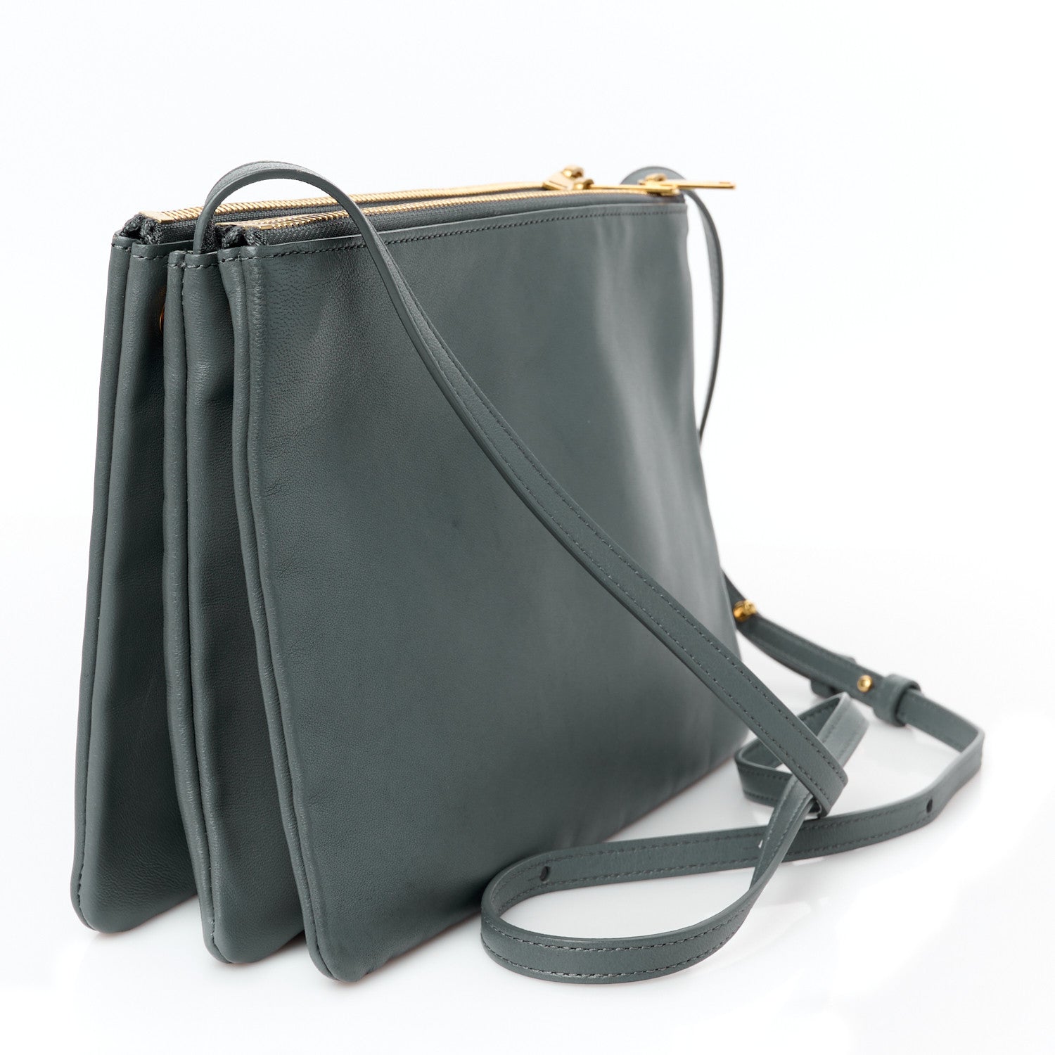 Celine Lambskin Large Trio Crossbody Bag Medium Storm 3 of 11