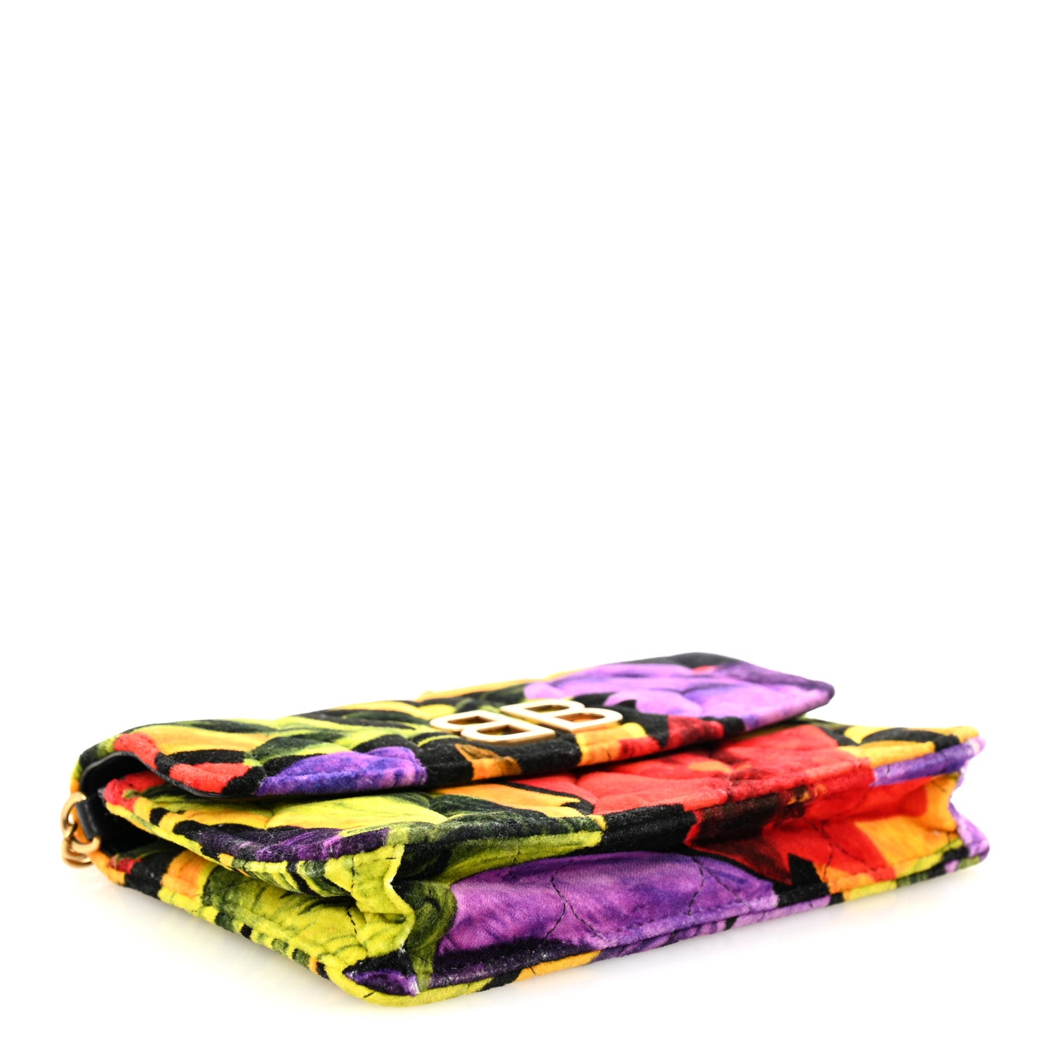 Balenciaga Velvet Floral Quilted BB Wallet On Chain Multicolor 4 of 9