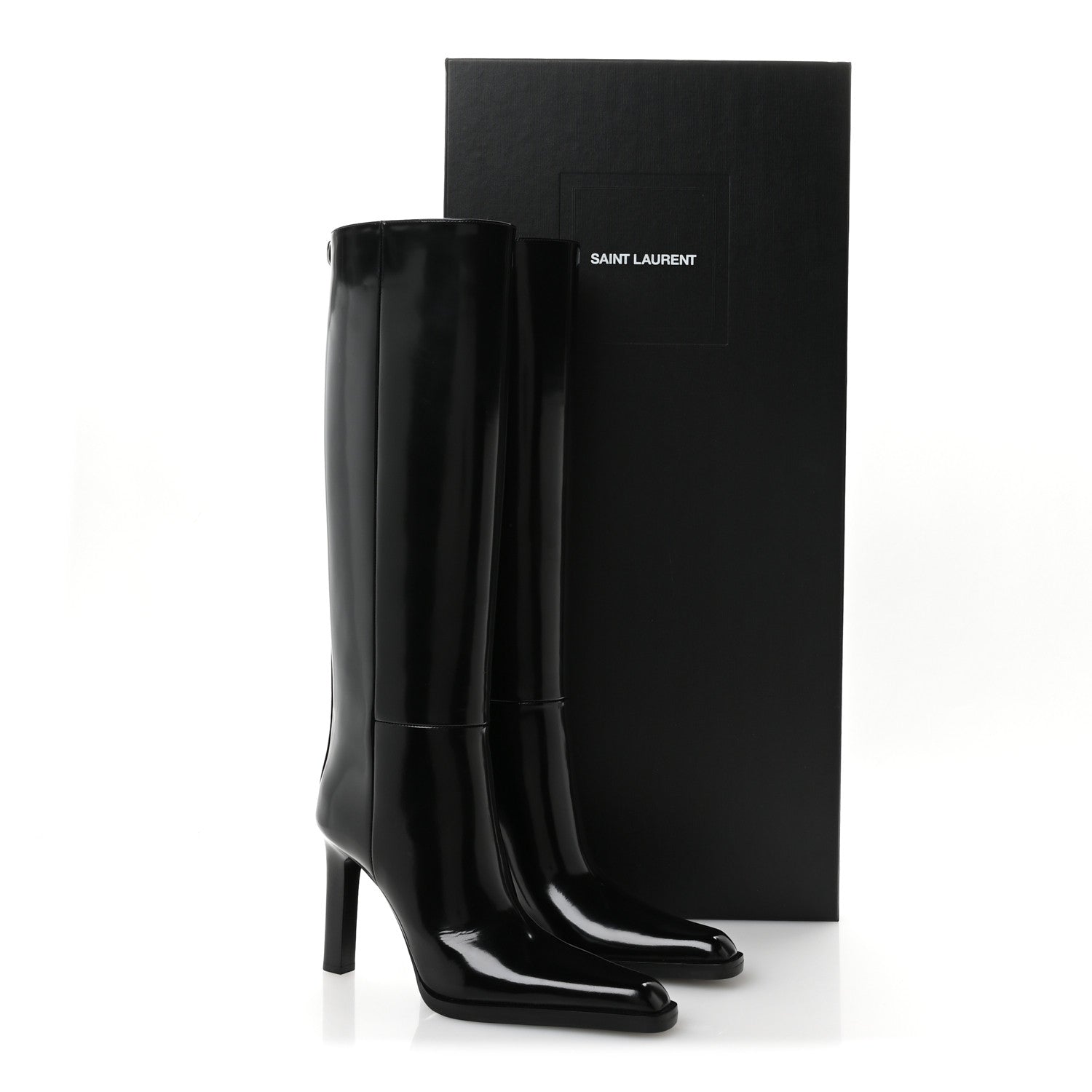 Saint Laurent Vitello Marilyn Nina 95 Knee High Boots 38.5 Black 9 of 10