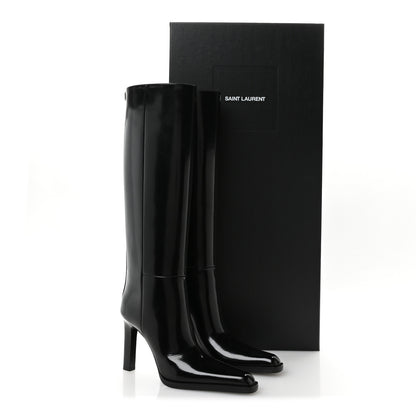 Saint Laurent Vitello Marilyn Nina 95 Knee High Boots 38.5 Black 9 of 10