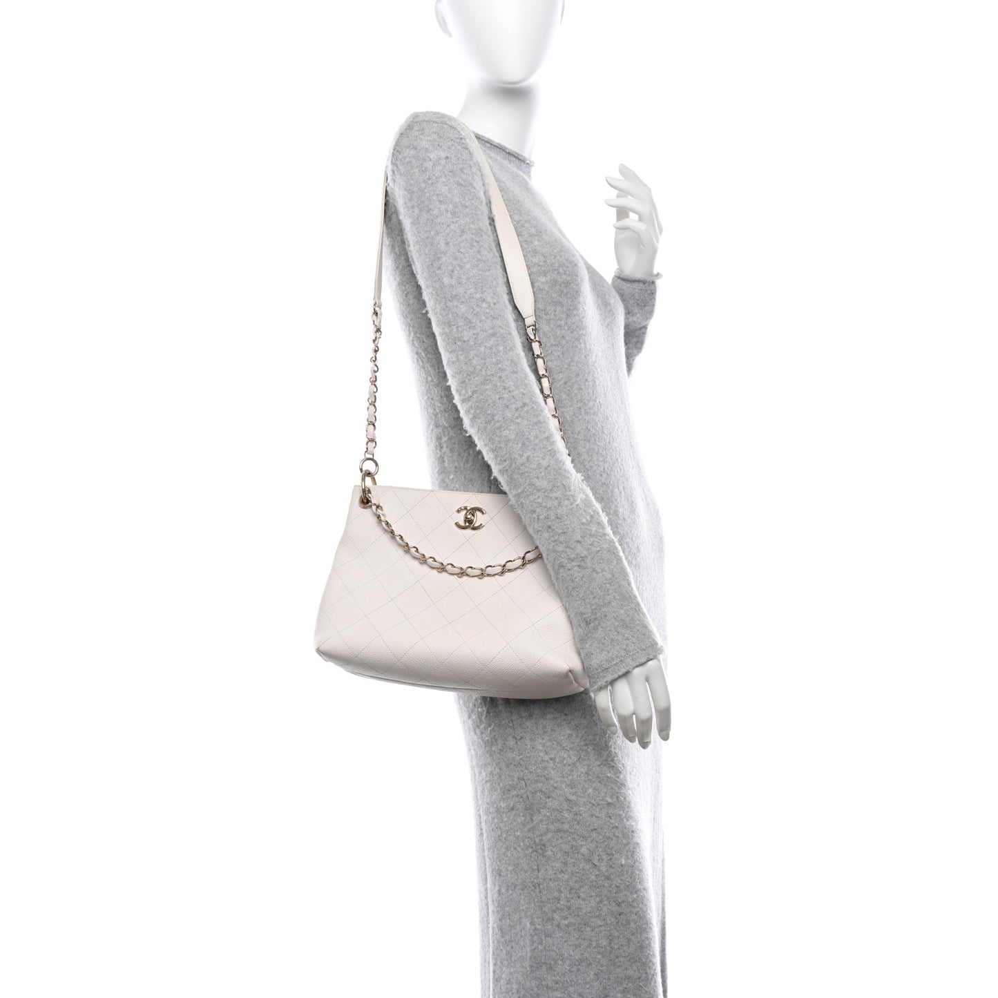 Caviar Quilted City Walk Hobo White