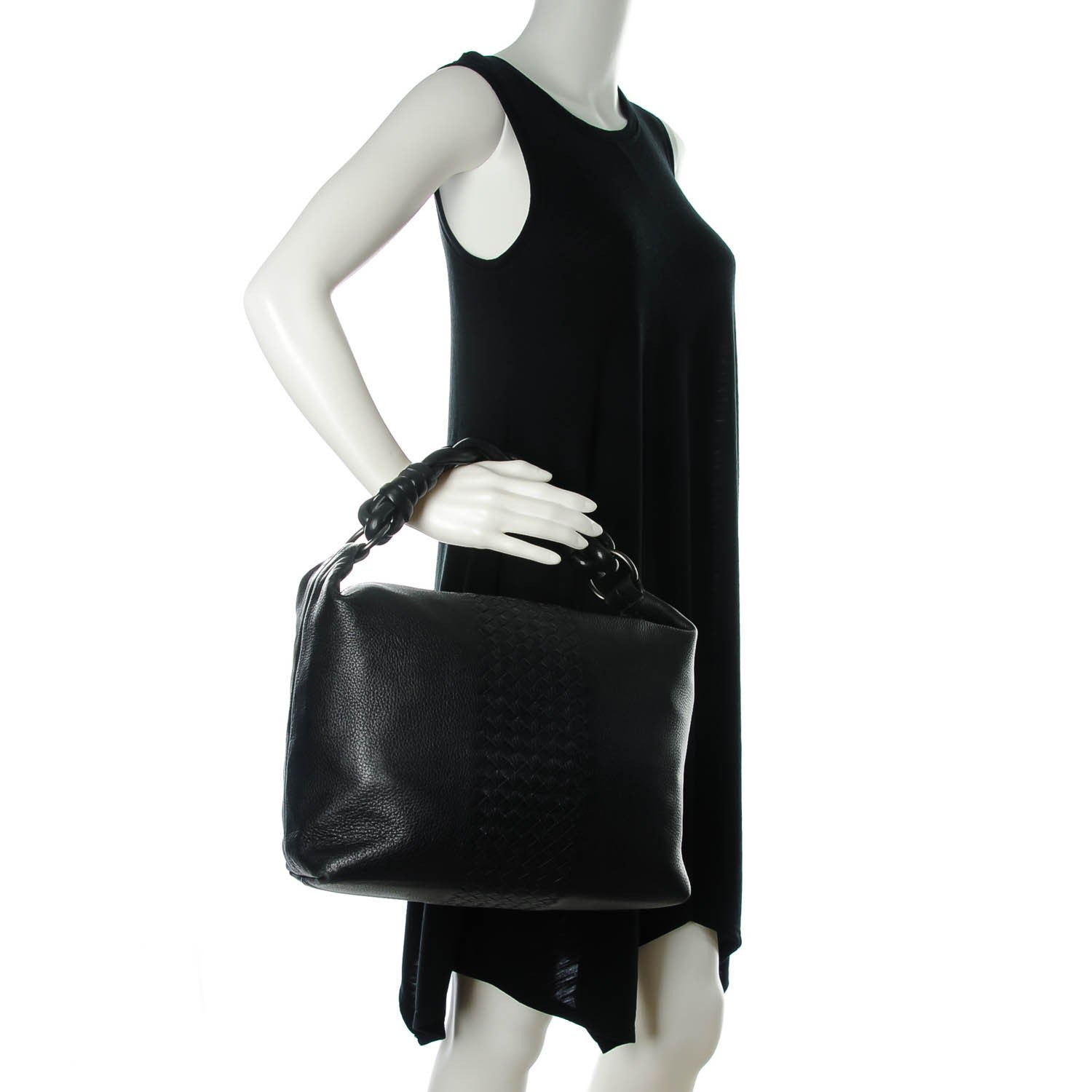 Bottega Veneta Cervo Deerskin Intrecciato Shoulder Bag Nero Black 2 of 7