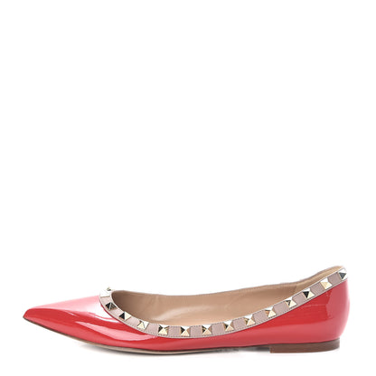 Valentino Garavani Patent Nappa Rockstud Ballerina Flats 38 Rosso Valentino Poudre 1 of 7