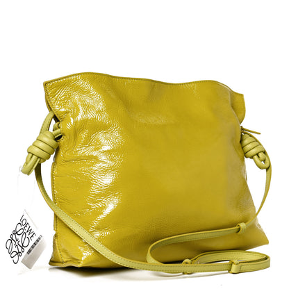 Loewe Crackle Patent Calfskin Small Flamenco Knot Bag Yellow 2 of 10