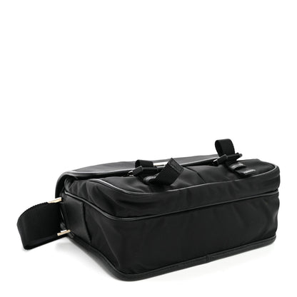 Prada Tessuto Nylon Saffiano Double Snap Buckle Messenger Bag  Black 3 of 9