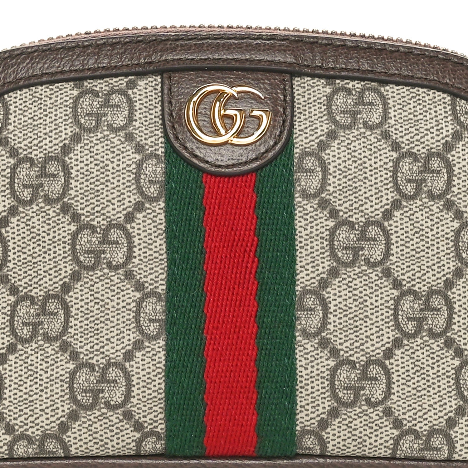 Gucci GG Supreme Monogram Textured Calfskin Web Medium Ophidia Cosmetic Case Beige Ebony New Acero 8 of 11