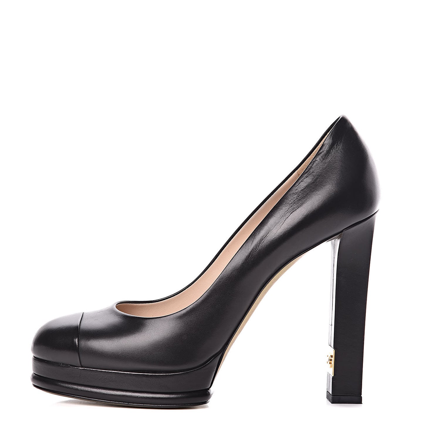 Lambskin Platform Cap Toe Pumps 42 Black