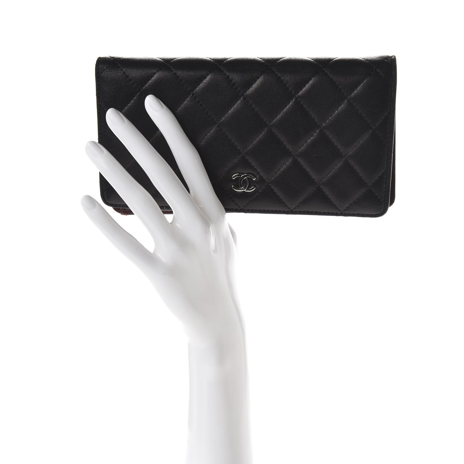 Chanel Lambskin Quilted Yen Wallet Black 2 of 8