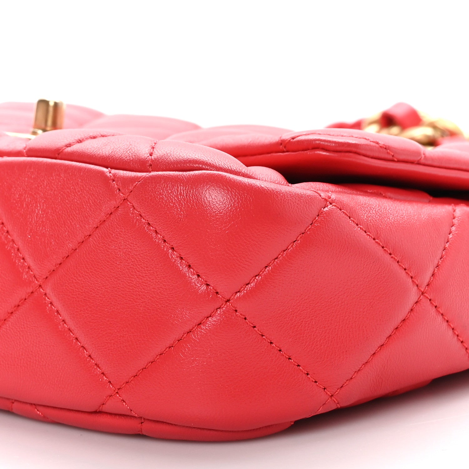 Chanel Lambskin Quilted Small Lacquered Chain Flap Red 10 of 10