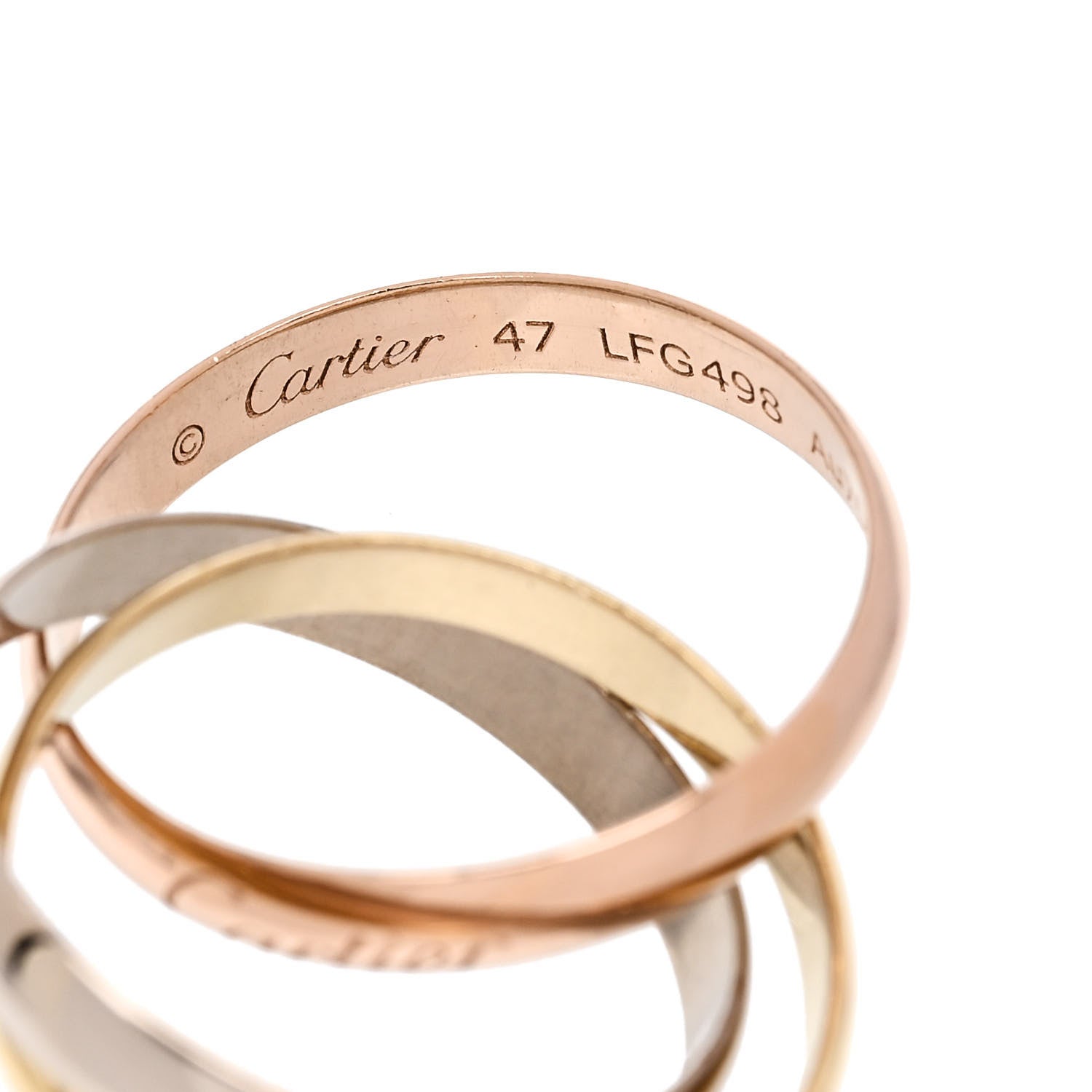 Cartier 18K Pink Yellow White Gold Classic Trinity Ring 47 4 4 of 6