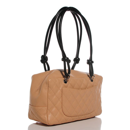 Chanel Calfskin Quilted Large Cambon Bowler Beige Black 3 of 7