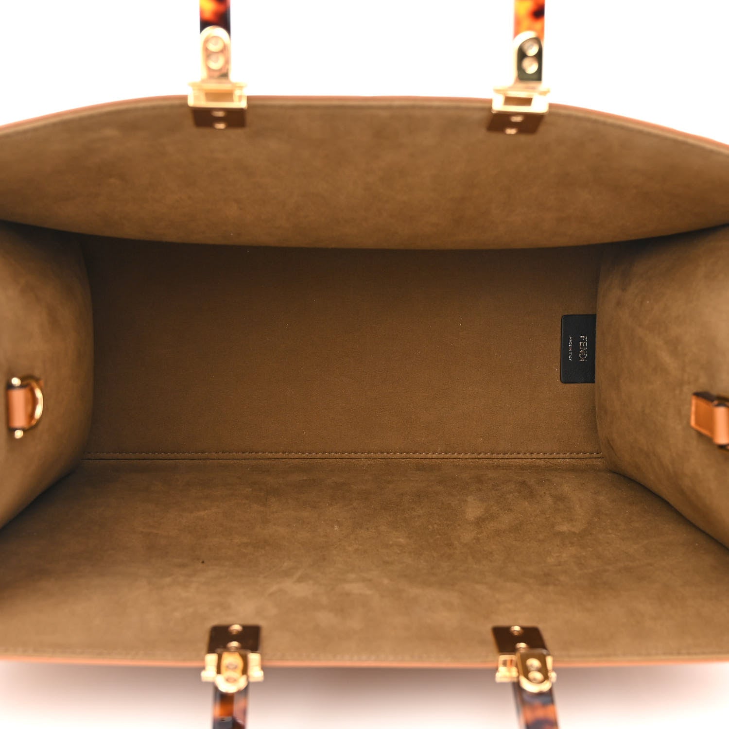 Fendi Vitello Plexiglass FF Embossed Medium Fendi Sunshine Shopper Tote Caramello 5 of 10