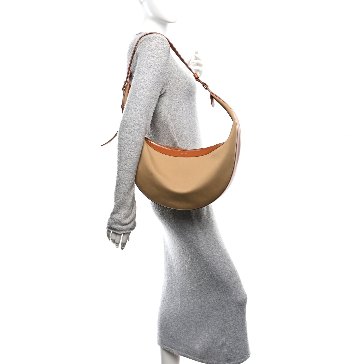 Canvas Calfskin Augustina Hobo Tan Honey