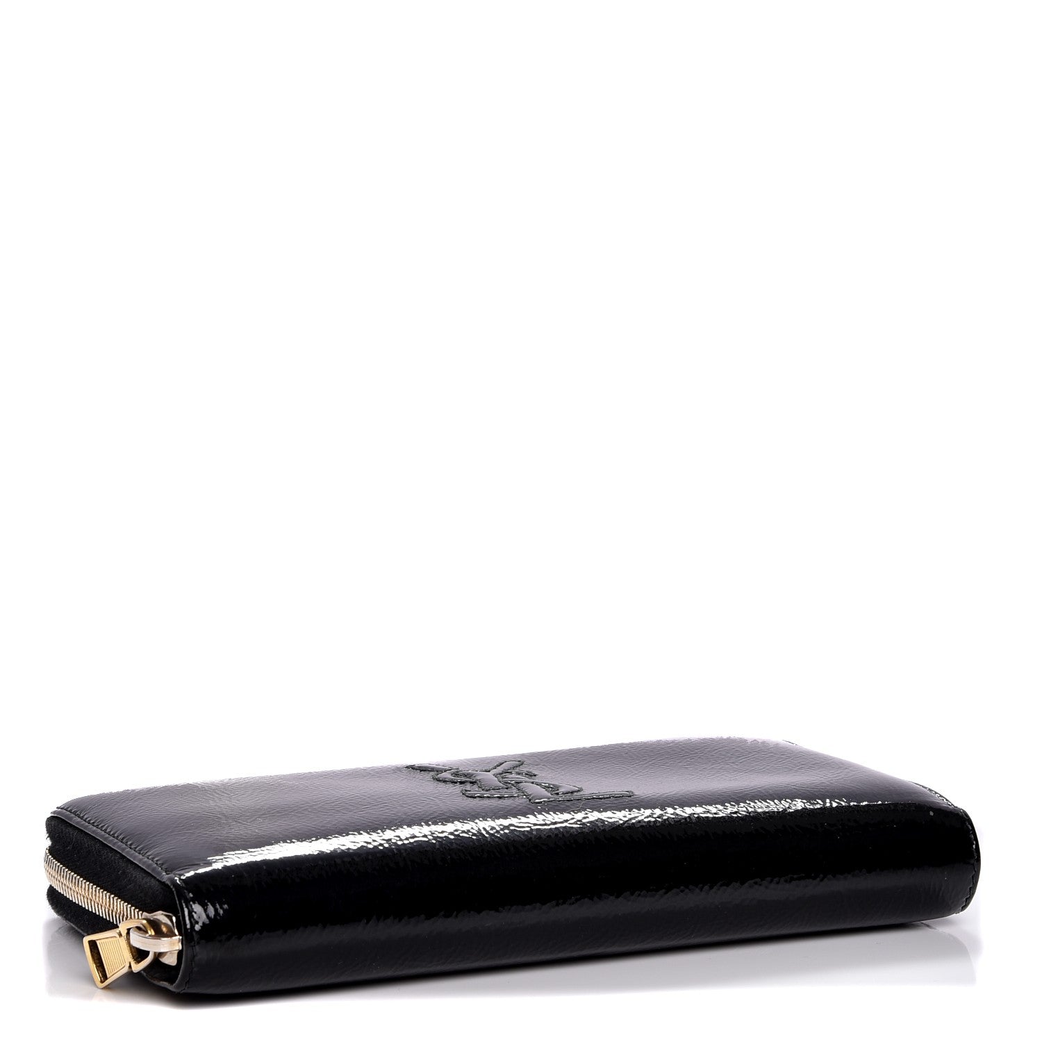 Saint Laurent Textured Patent Monogram Belle De Jour Zip Around Wallet Black 4 of 7
