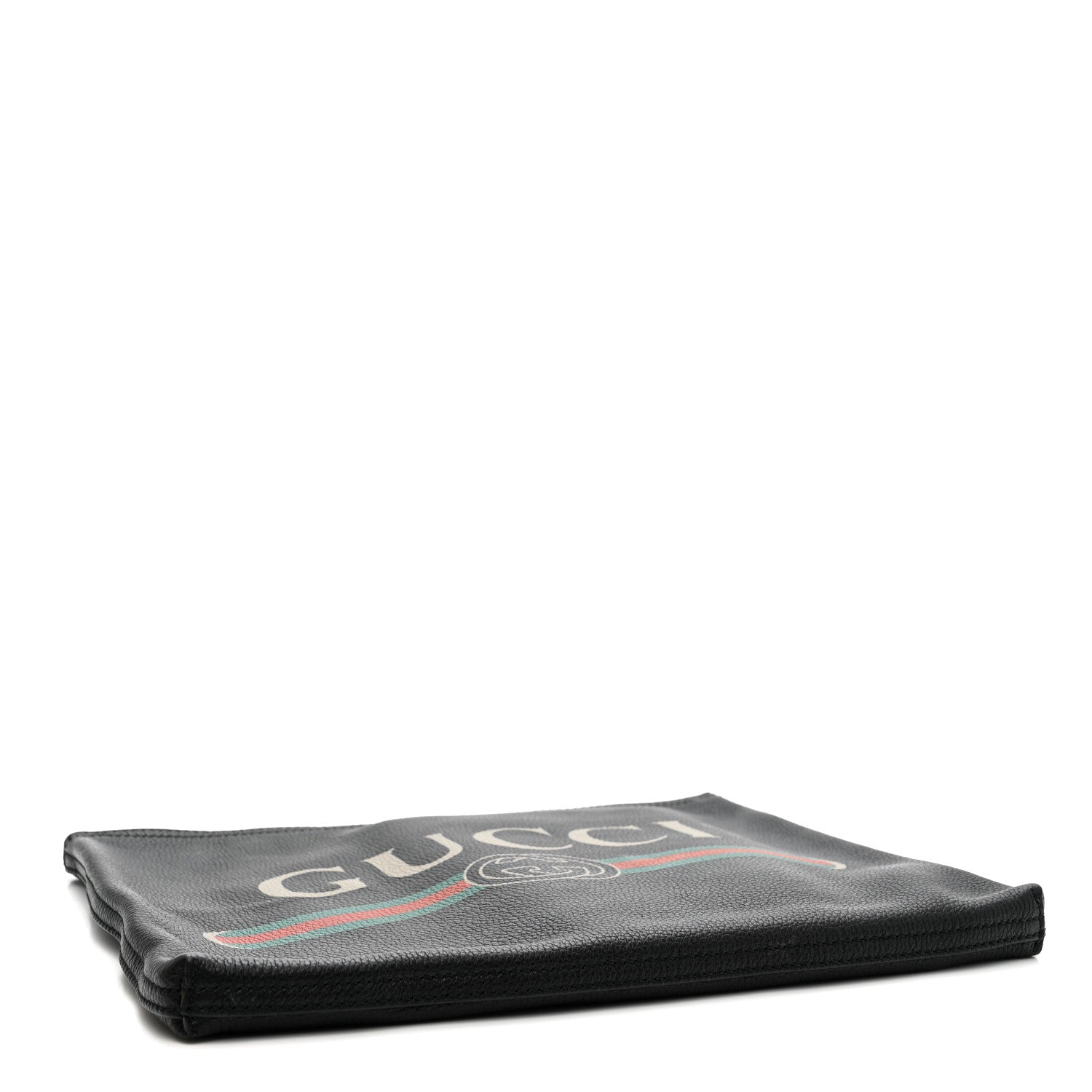 Gucci Pebbled Calfskin Medium Logo Portfolio Clutch Black 4 of 7