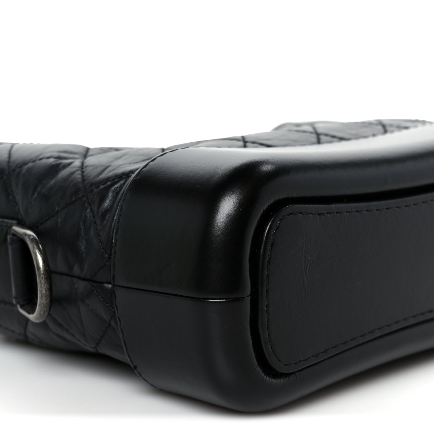Aged Calfskin Quilted Small Gabrielle Hobo Black