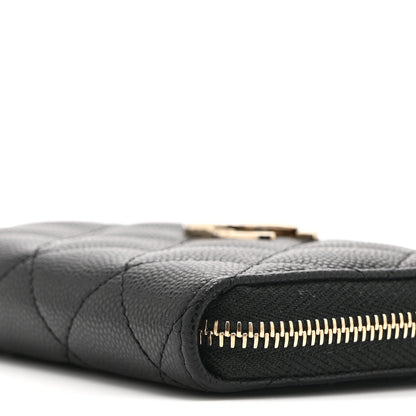 Chanel Caviar Quilted Crystal Zip Around Coin Purse Wallet Black 8 of 8