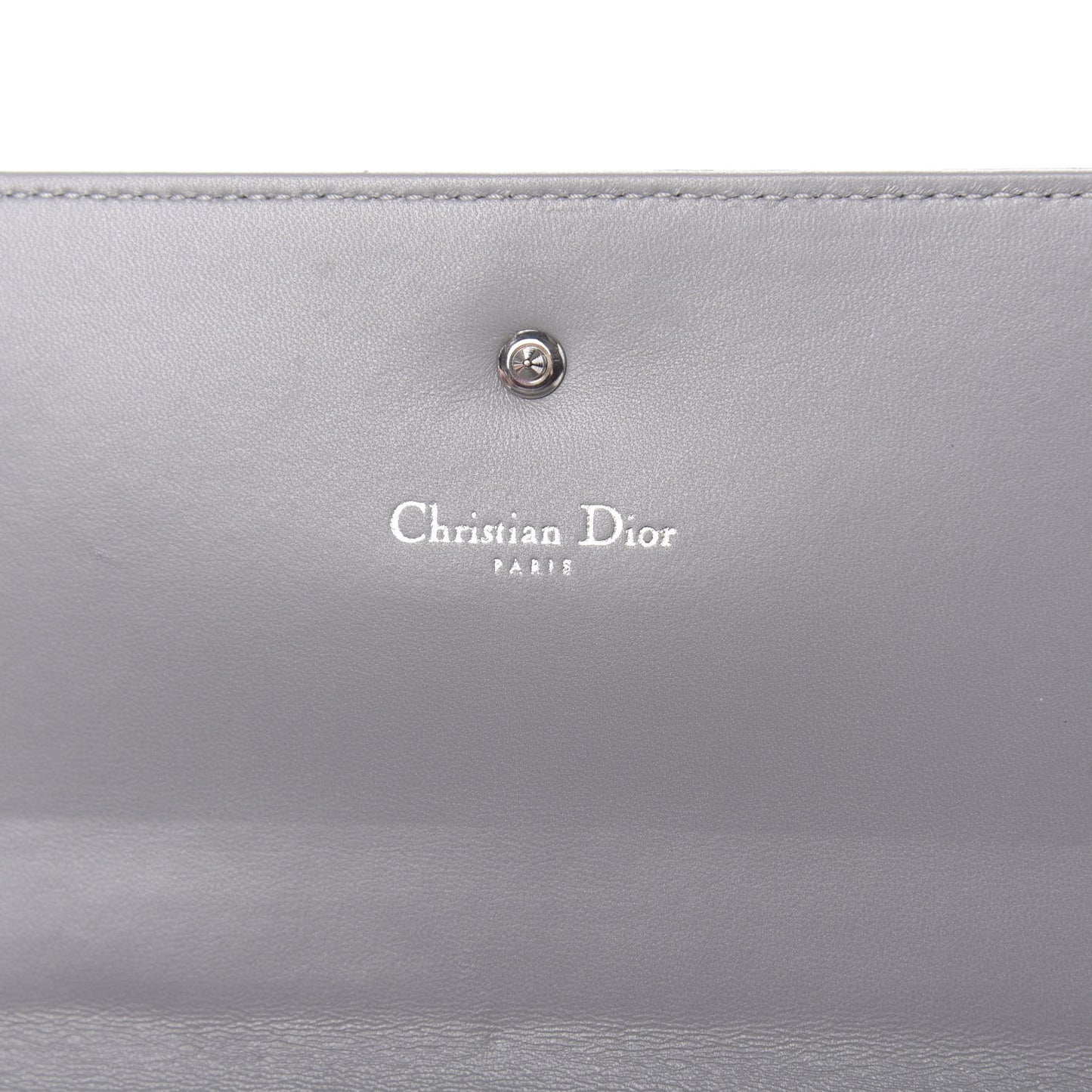 Grained Calfskin Diorama Croisiere Chain Wallet Gris