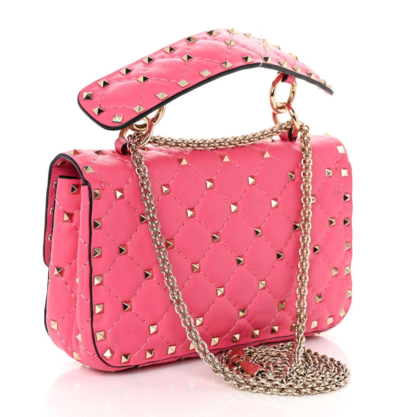 Nappa Small Rockstud Spike Shoulder Bag Shadow Pink
