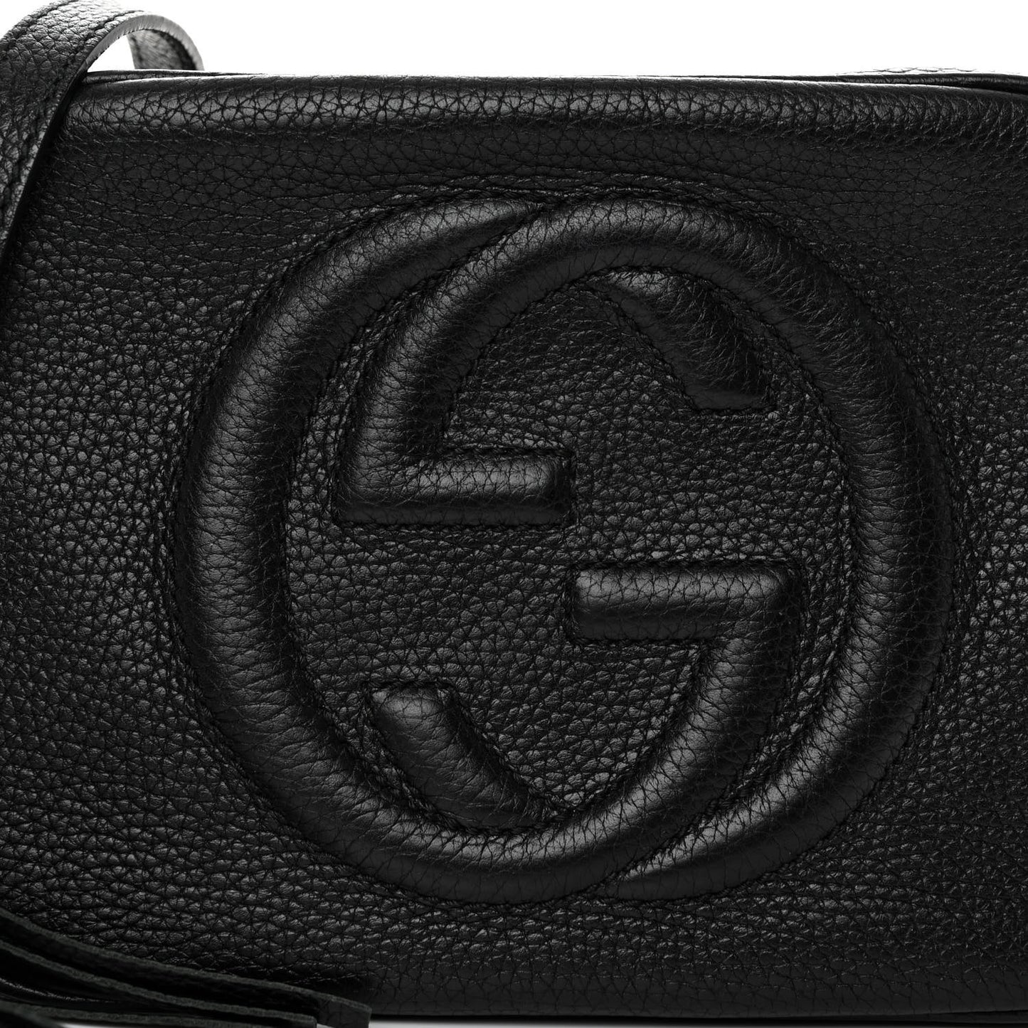 Pebbled Calfskin Small Soho Disco Bag Black