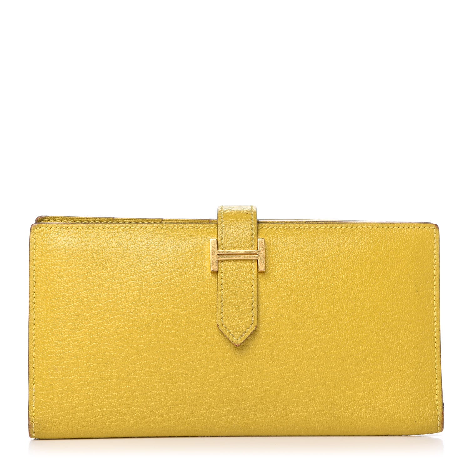 Hermes Chevre Mysore Bearn Gusset Wallet Lime 1 of 6