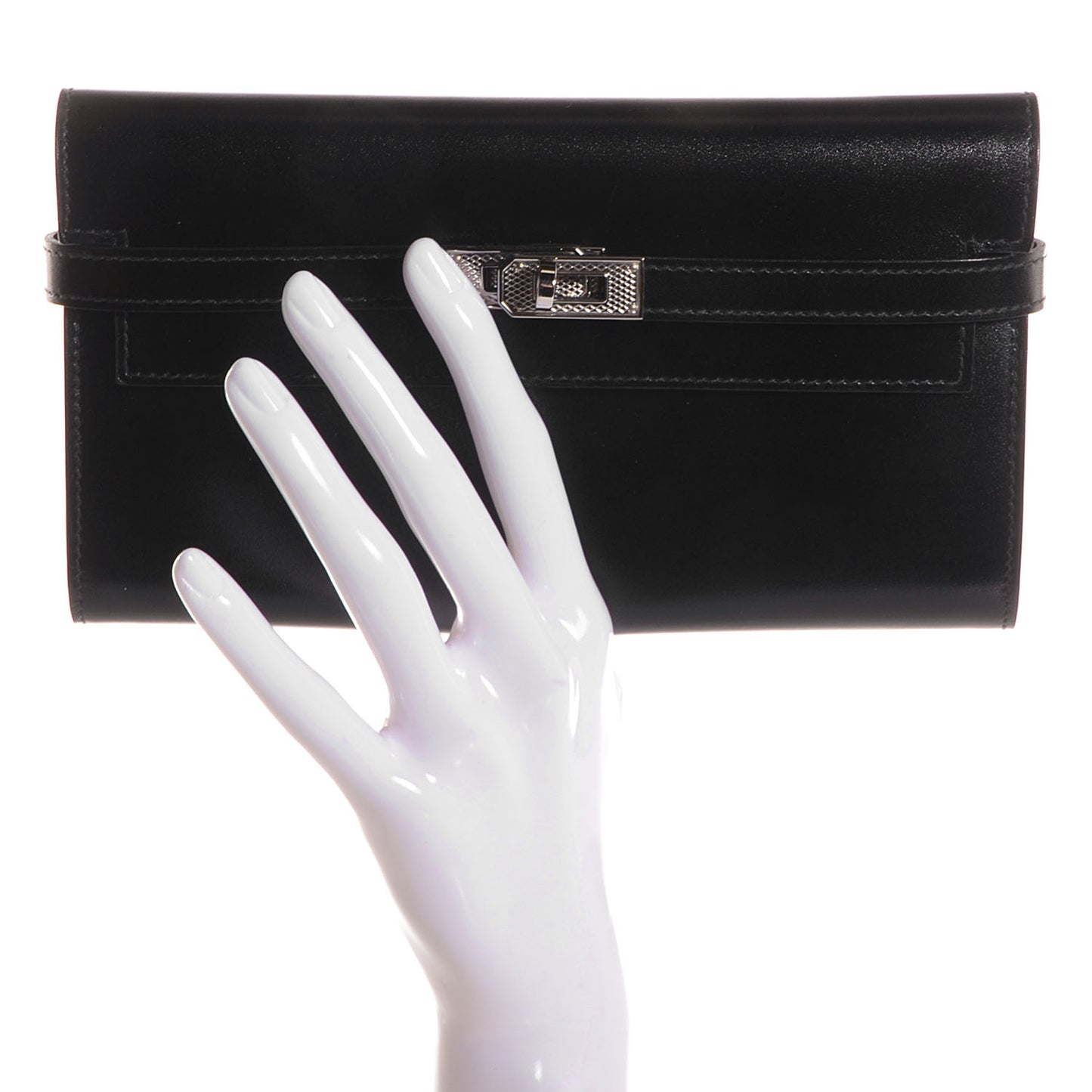Guilloche Box Kelly Longue Wallet Black