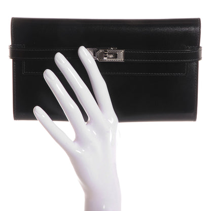 Hermes Guilloche Box Kelly Longue Wallet Black 2 of 15