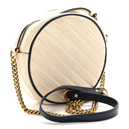 Gucci Azalea Calfskin Matelasse Diagonal Mini Torchon GG Marmont Round Shoulder Bag Mystic White Blue Agata 3 of 10