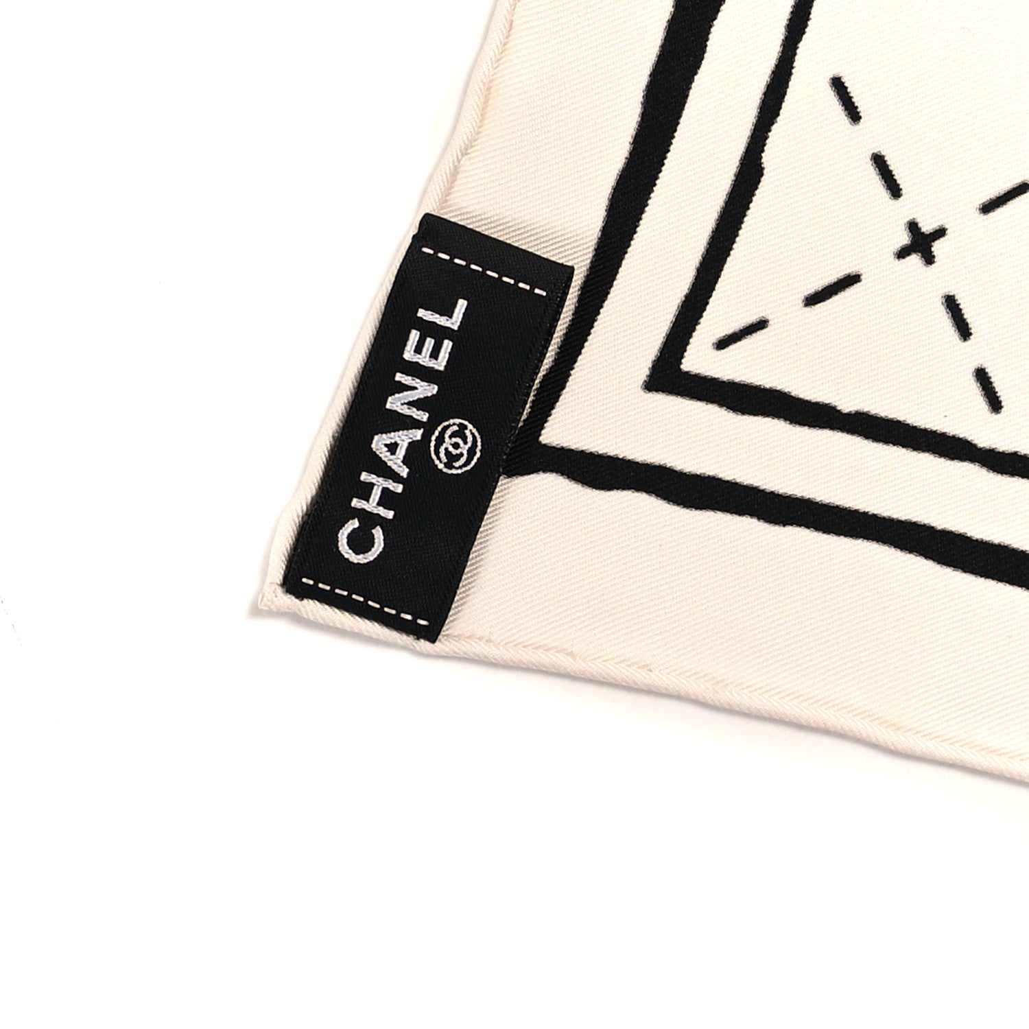 Chanel Silk CC Square Scarf White Black 3 of 3