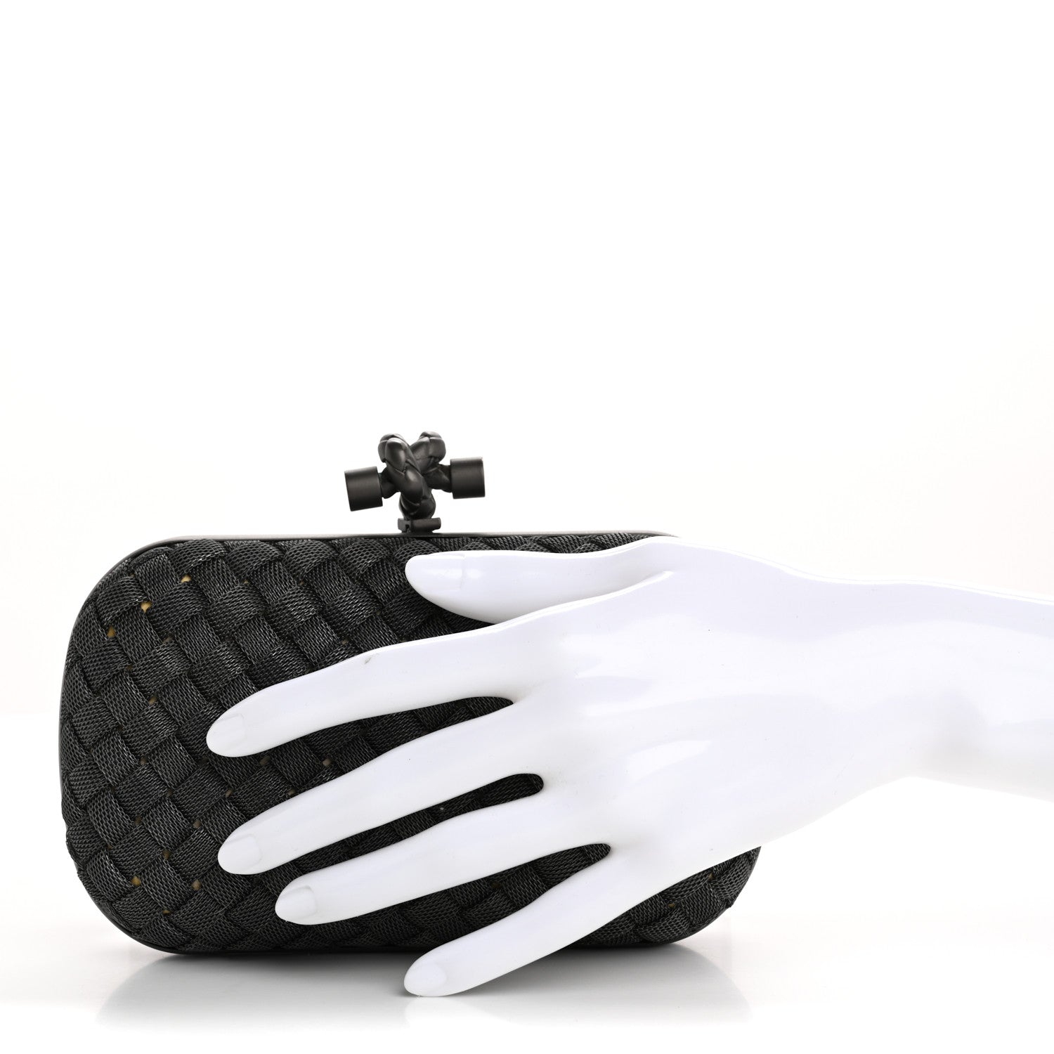 Bottega Veneta Metal Intrecciato Mesh Woven Knot Clutch Argento 2 of 6