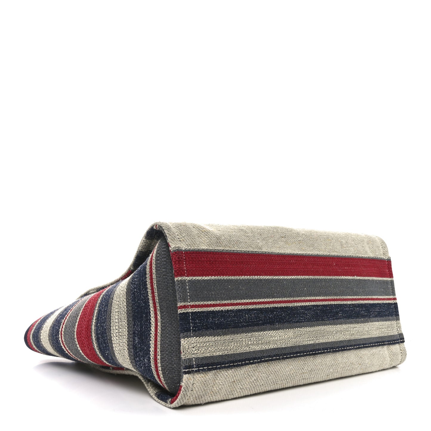 Striped Canvas Small Deauville Tote Beige