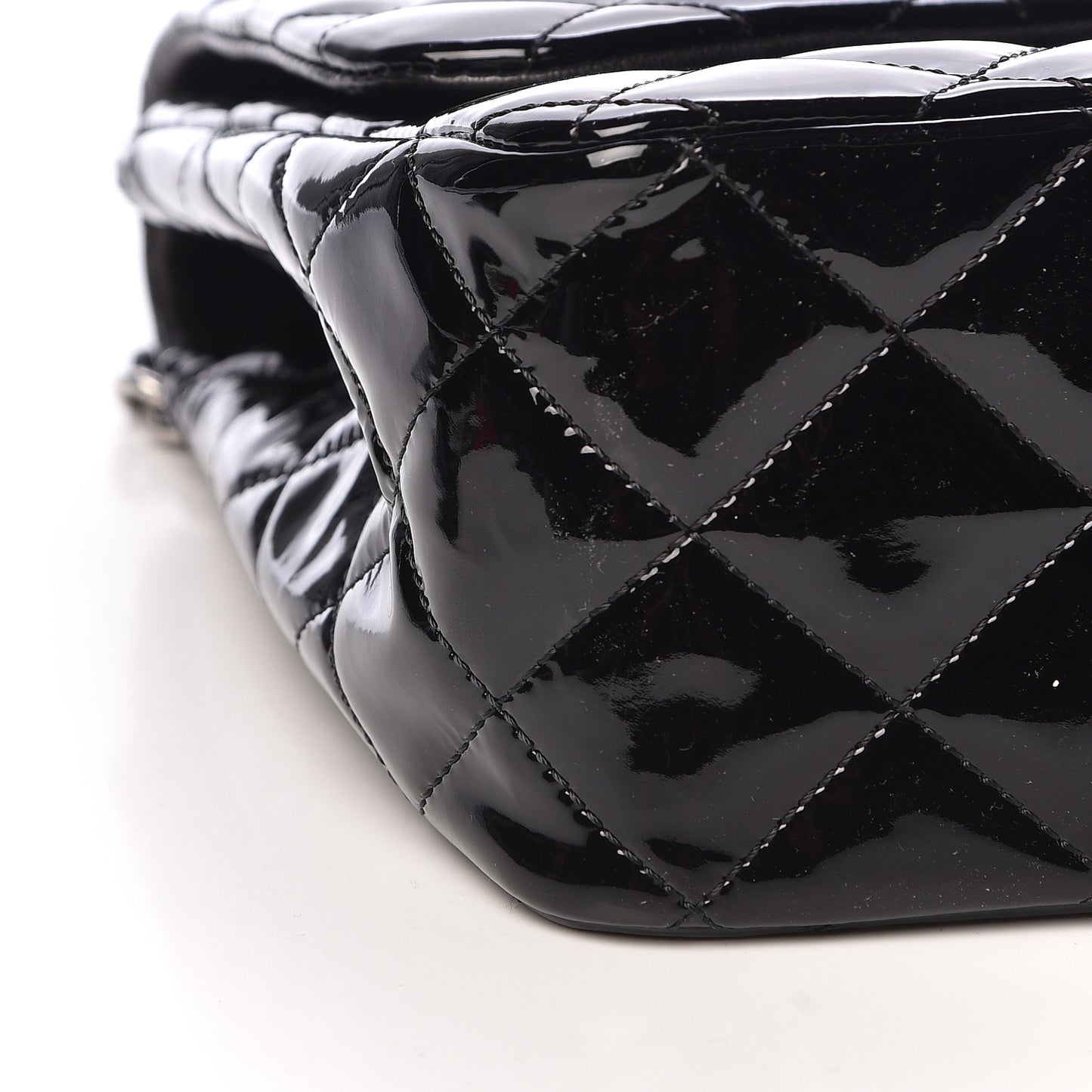 Patent Quilted Jumbo Single Flap Black