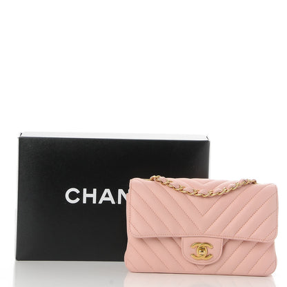 Chanel Calfskin Chevron Quilted Mini Rectangular Flap Light Pink 8 of 8