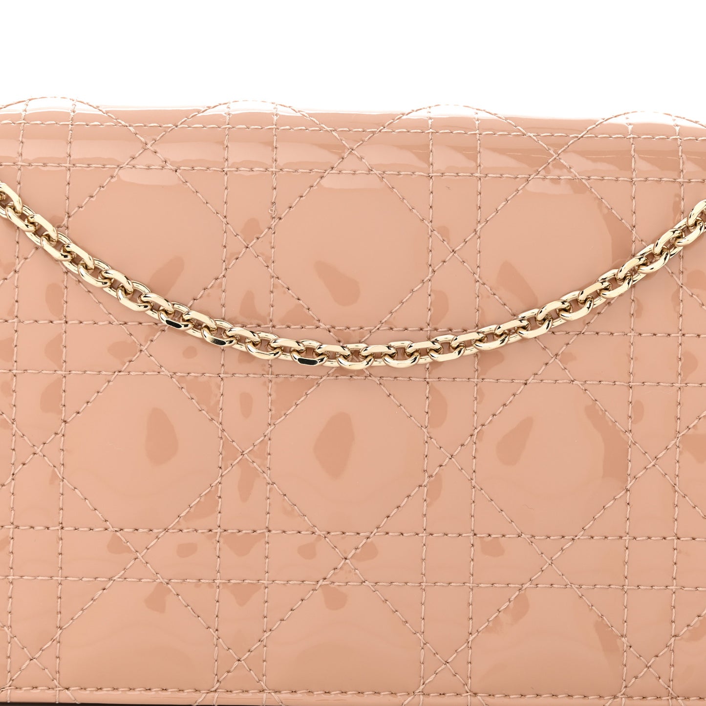 Patent Cannage Lady Dior Convertible Clutch Beige