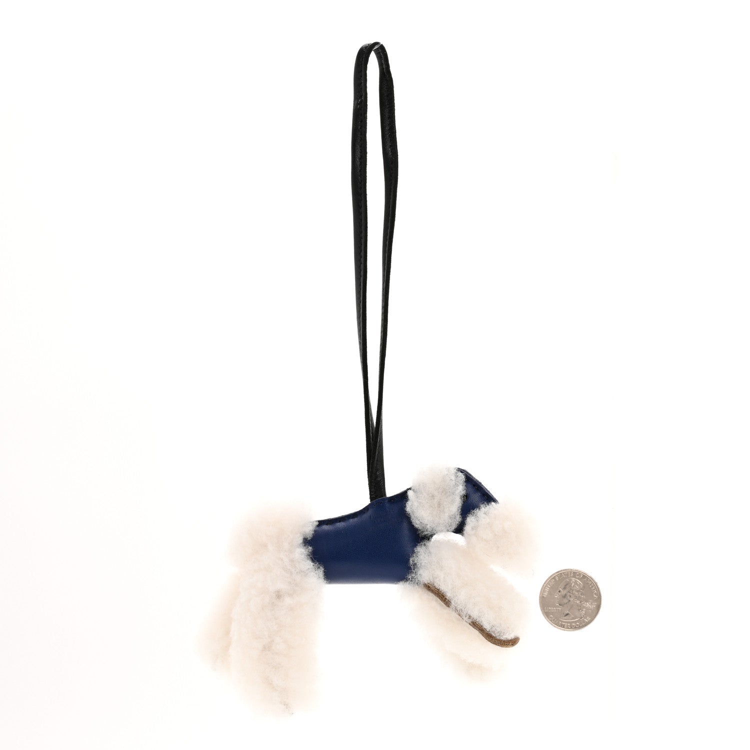 Hermes Milo Lambskin Shearling Budy Charm Bleu France Bleu Saphir 2 of 6