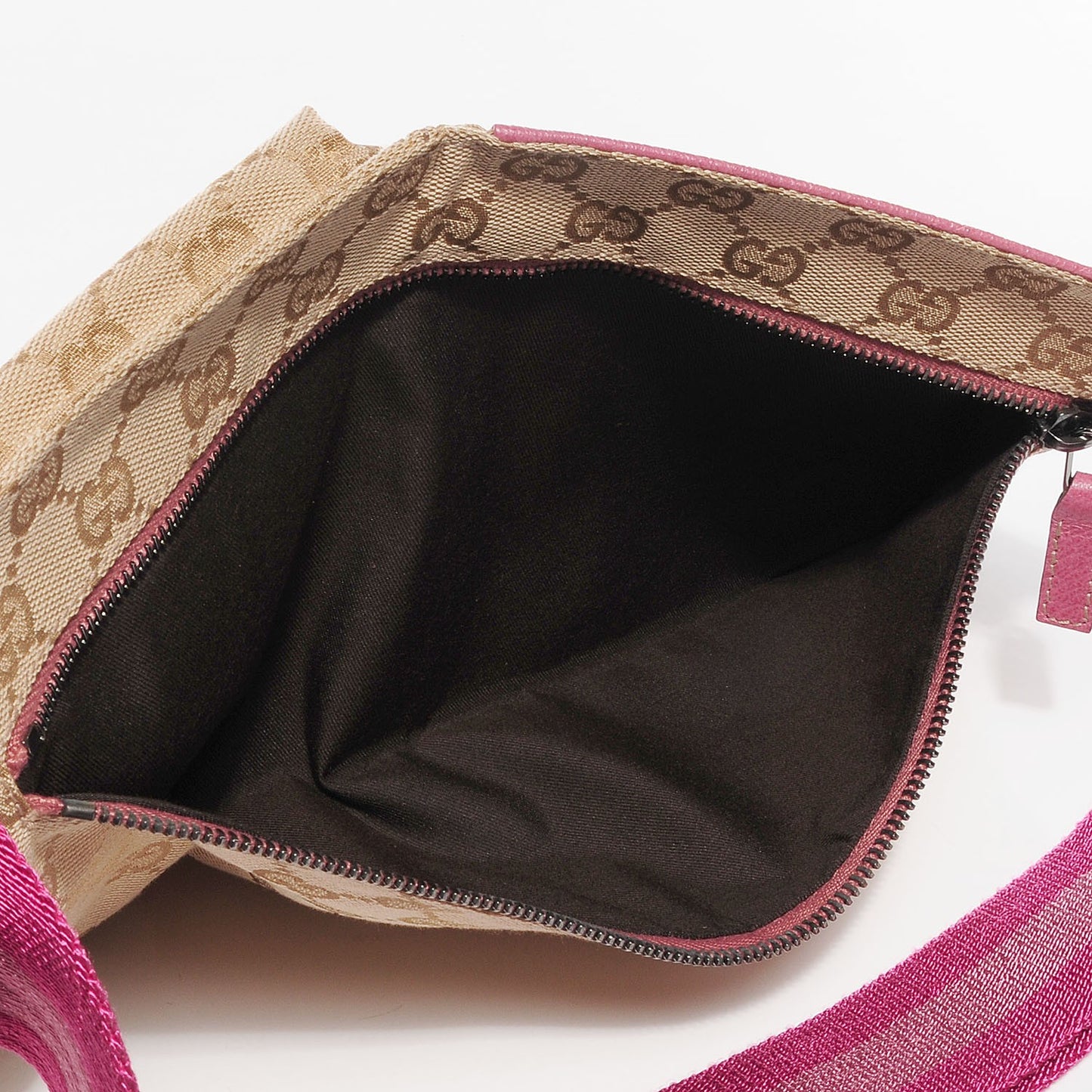 GG Monogram Web Double Pocket Belt Bag Pink
